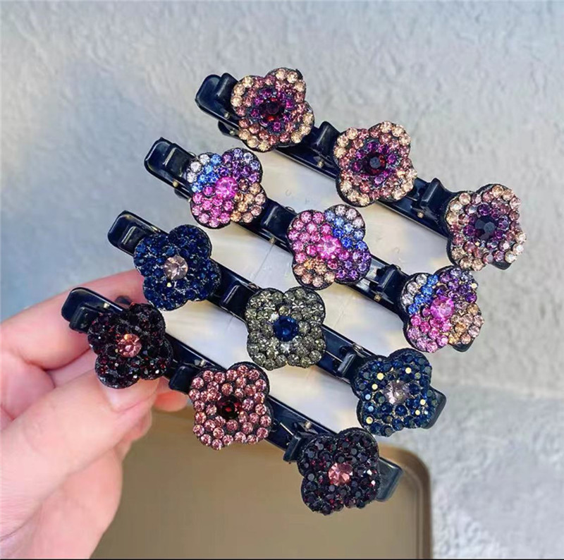 Fashion Hair Clips Sparkling Crystal Stone Braided Hair Pins With Rhinestones Duckbill Claw Headwear Accessories For Woman/Girls