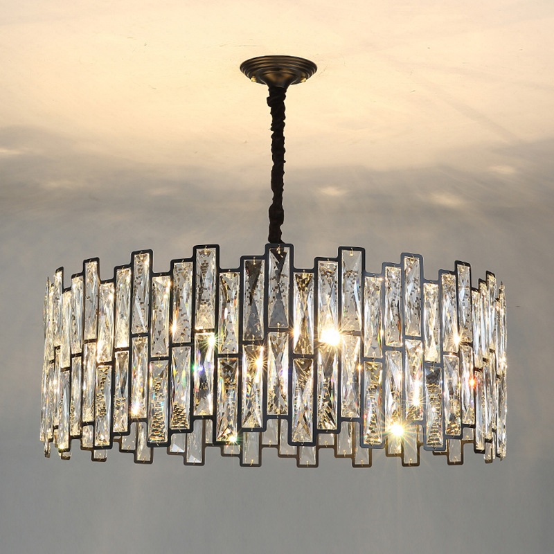 Light Luxury Luxury Black Crystal Sala de Lux￺ria Retro Modelo de Designer Modelo Home Hom