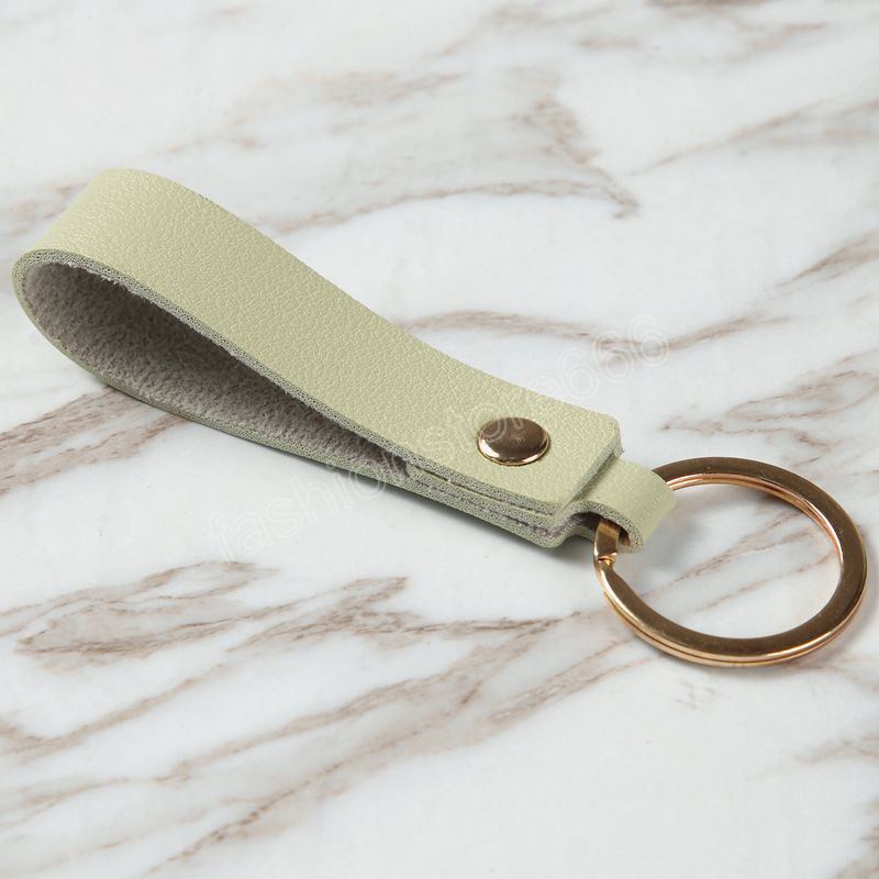 Key Holder Solid Color PU Leather Key Chain Portable Simple All-match Gift Business Keychain