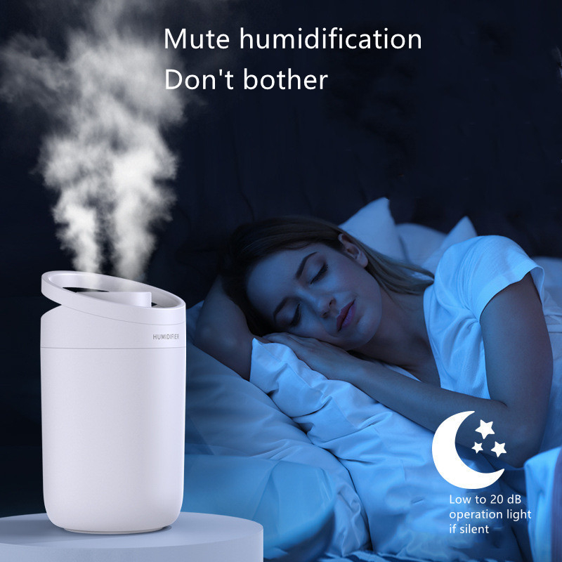 Humidificador de aire portátil de gran capacidad para el hogar, purificador de aire de doble chorro para aromaterapia, dormitorio y oficina, silencioso, 3L