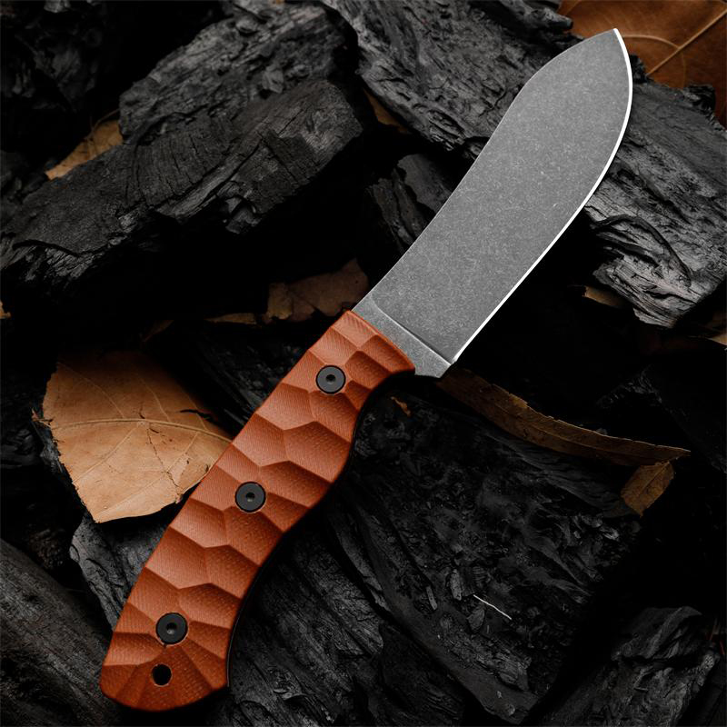 Gorący H1122 JG5 Survival Prosty nóż 1095 Węglowy Stalowa Stalowa Czarna Kamienna Blor Bor Full Tang Micarta Uchwyt stał