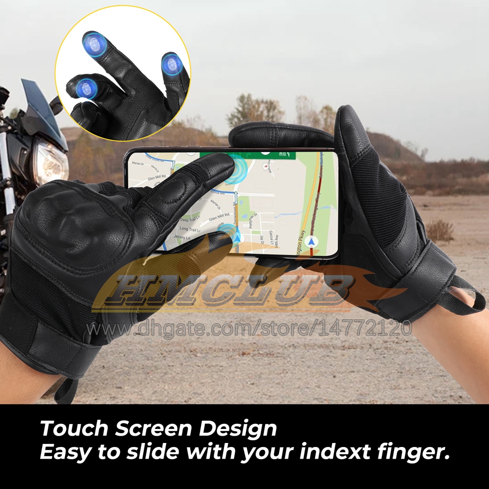 ST518 TouchSceen Leather Motorcycle Full Finger Gloves Black Motorbike Motocross Moto Riding Racing Enduro Biker Protective Gear Men