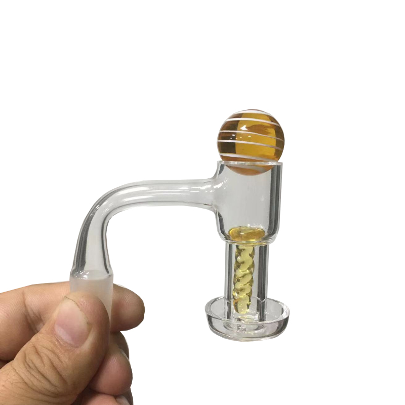 1-Piece Full Weld Terp Slurper Smoking Quartz Banger Set Seamless con sfere da 20 mm Sfera centrale da 12 mm e capsule Dab Rig Riscaldamento Blender Bangers