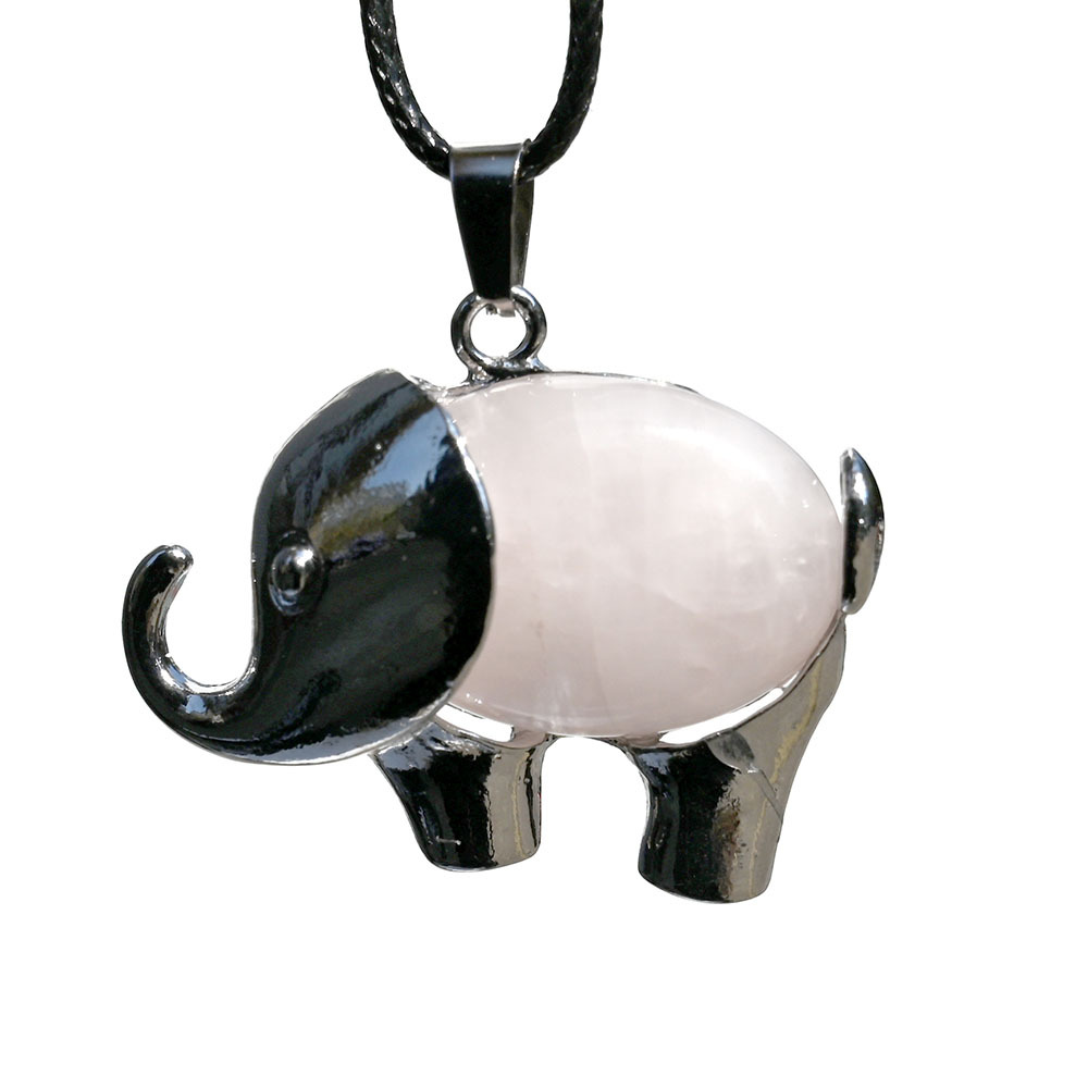 Lucky Elephant Shape Pendant Natural Stone Charms Necklace Jewelry Accessories Making Wholesale