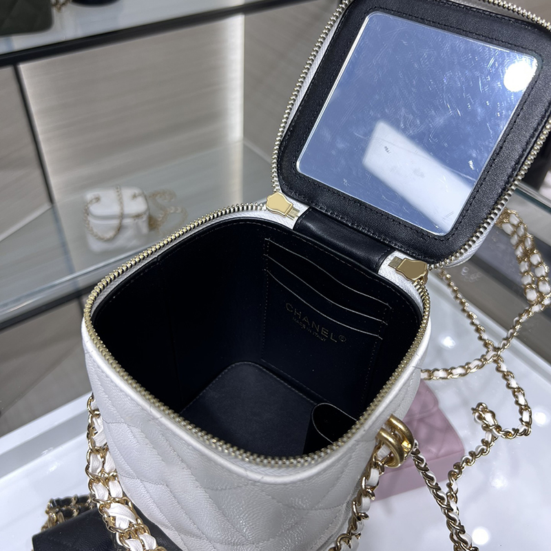 10A Mirror quality Luxury Designer Vanity Case Women Small Grained Calfskin Cosmetic Bags Mini Lipstic Case With Box C150291n