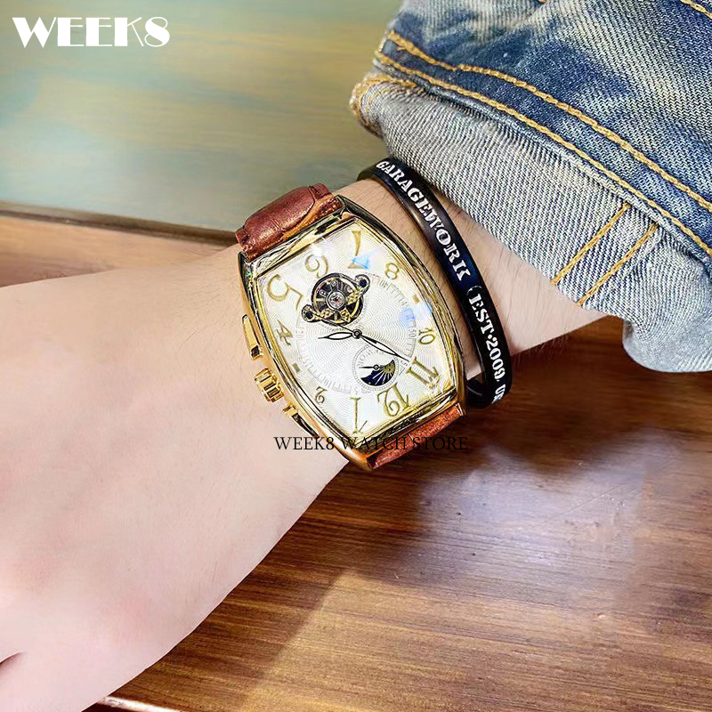 腕時計洗練された男性用の高級自動機械式時計スケルトン時計トノーケース男性ラミナストップウォッチ221122237d