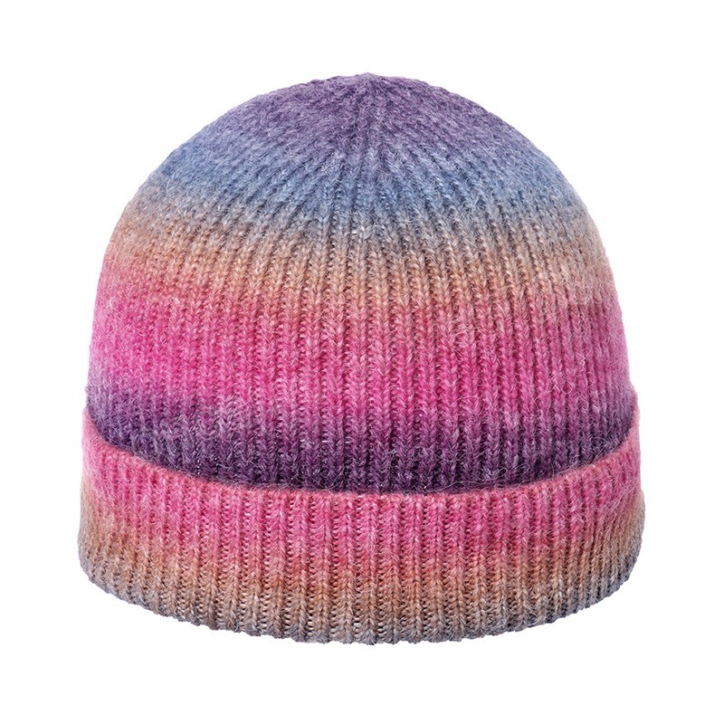 Cappelli autunnali invernali le donne Moda morbida e confortevole berretti lavorati a maglia sfumati cappello da esterno berretti caldi antivento ragazza