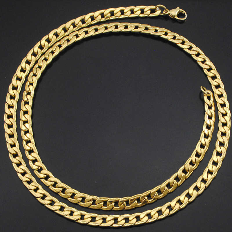 Chains Stainless Steel Men Necklace Statement Gold Chain Long Men's Necklaces Male Chocker Hip Hop Jewelry Q0605206h