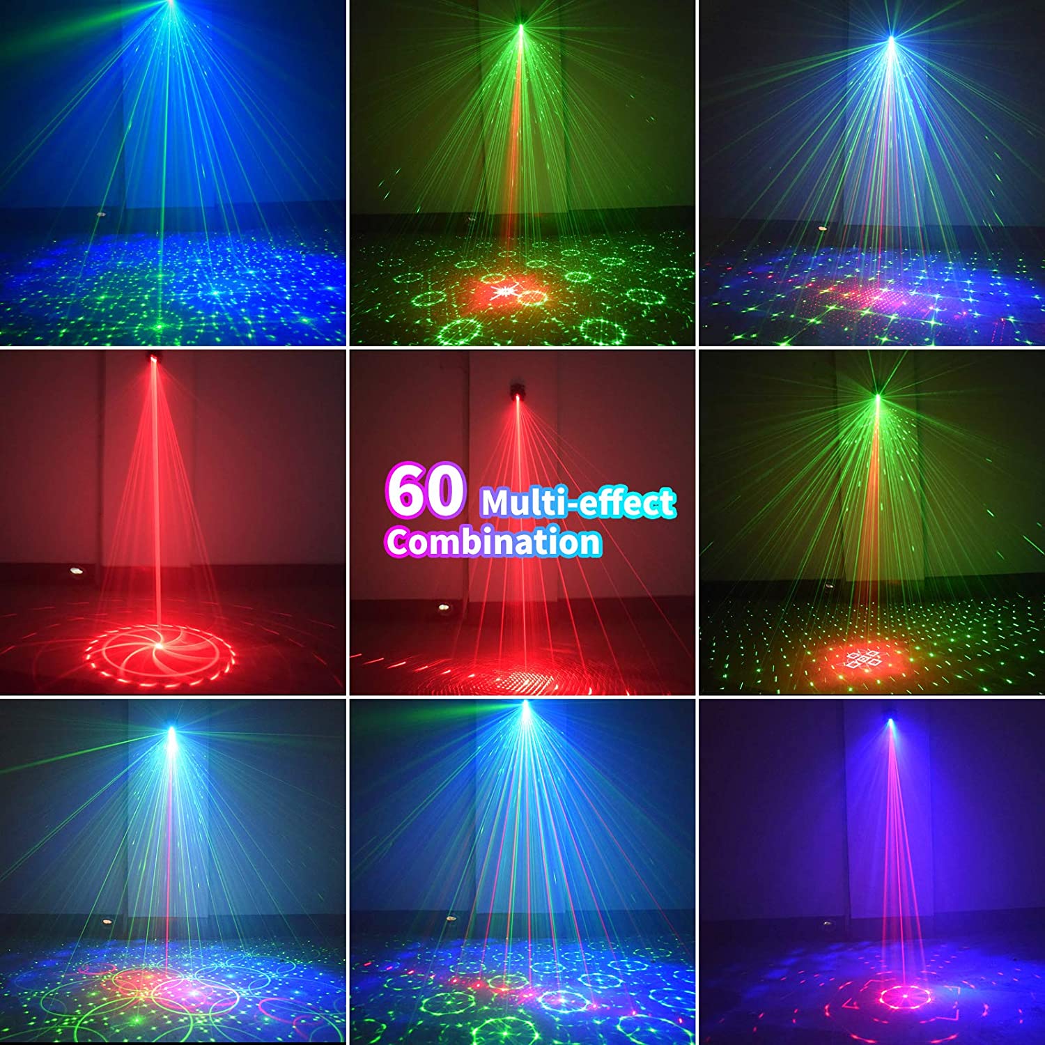 Iluminação do estágio Disco Decorações de Natal LED Sound Som ativado a laser Light RGB Flash Strobe Projector com controle remoto para decorações de Halloween KTV Bar