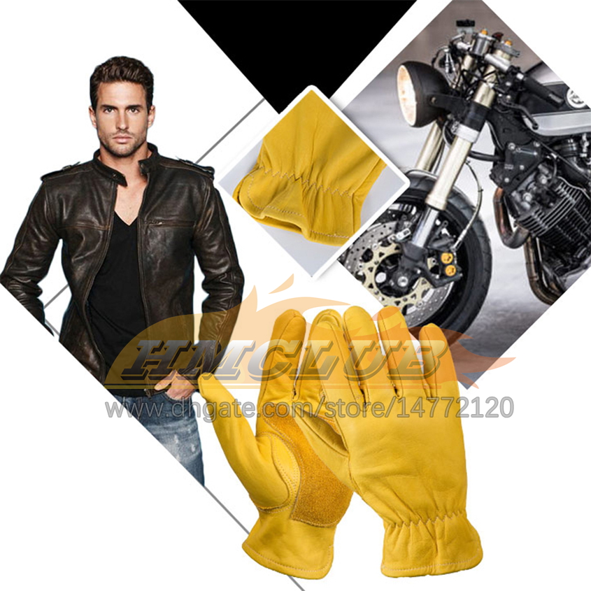 ST419 Cowhide Motosiklet Eldiveni Açık Hava Spor Binicilik Koruyucu El Bisiklet Slip Olmayan Bisiklet Guantes Moto Eldivenler Kadınlar İçin