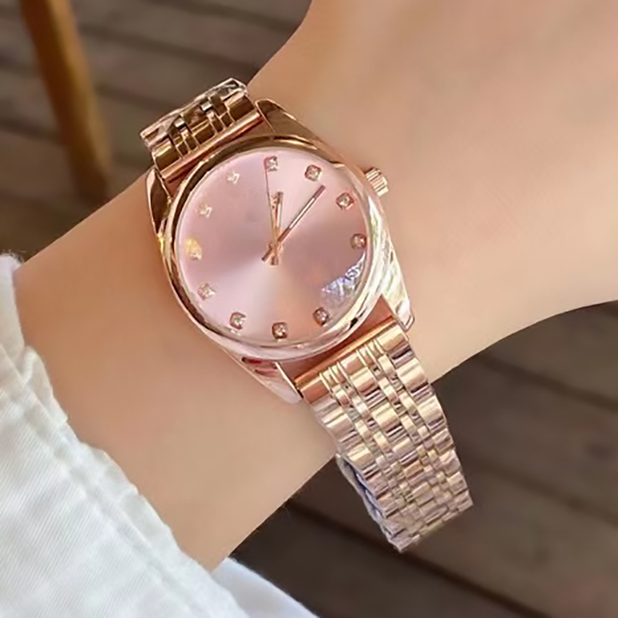 Fashion Brand Wrist Watches Women Ladies Girl Crystal Style Luxury Metal Steel Band Good Quality Quartz Clock R215