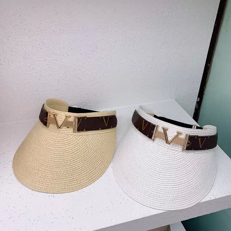 Sun Hat Designer Cap Women Casquette Visirs Top tomma mössor Hattar Mens Bucket Hat Hut Summer Fashion Gold V Plate Chapeau Beanie 2022871