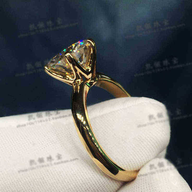 YANHUI Have 18K RGP Pure Solid Yellow Gold Ring Luxury Round Solitaire 8mm 2 0ct Lab Diamond Wedding Rings For Women ZSR169 X22021281e