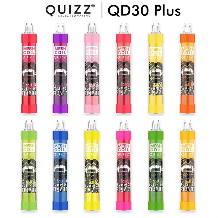 E-papierosy Vape Pen jednorazowe Zestaw urządzenia 4000 dmuchów ładowalny USB 650MAH Bateria 12 ml wstępnie wypełniona POD RGB Lekko Oryginalne Vapmod Quizz QD30 Plus