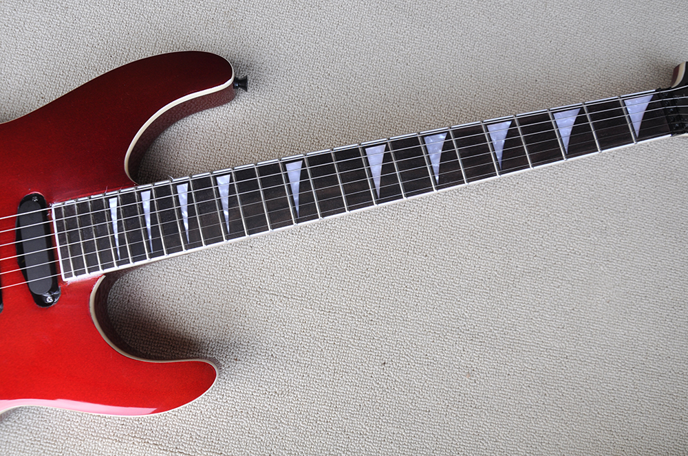 Guitarra elétrica vermelha de metal personalizada com floyd rosa ponte rosa -rosa hardware preto pode ser personalizado