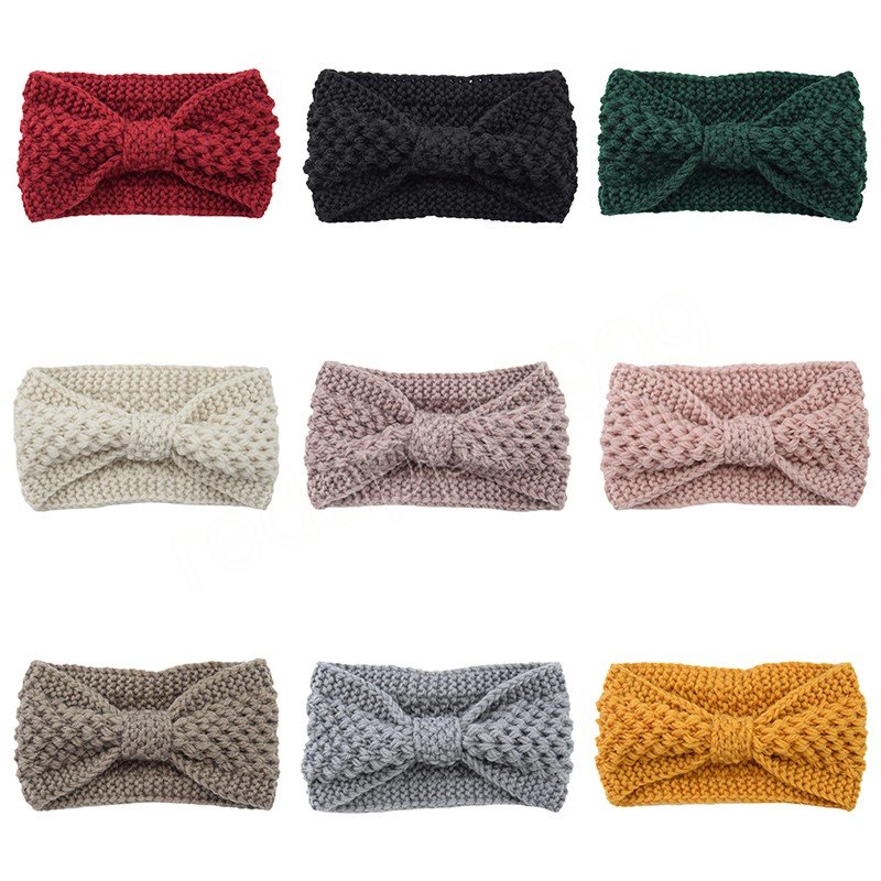 Soft Velvet Bow Headband Women Plush Lined Turban Double Twist Crochet Knitted Headbands Wide Stretch Head Wrap Hair Accessories