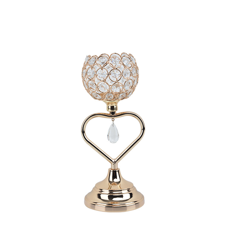 Bougeoirs en cristal, chandelier en fer et en métal, décorations de mariage romantiques en forme de cœur, ornements