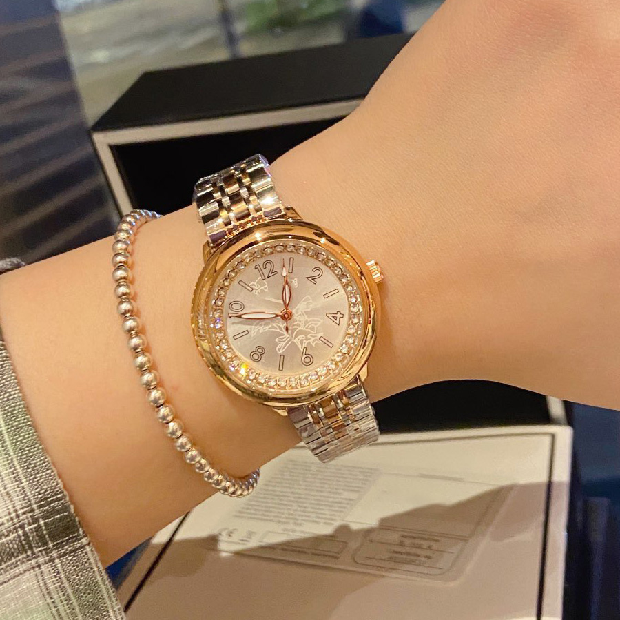 Mode pleine marque montres femmes dames fille cristal Style luxe métal acier bande Quartz horloge CH 88