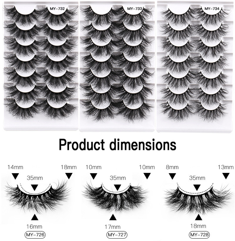 Fluffiga falska ögonfransar Förlängning Återanvändbar kors rörig full strip frans dramatisk tjock naturlig look ögonfransar för dagligen