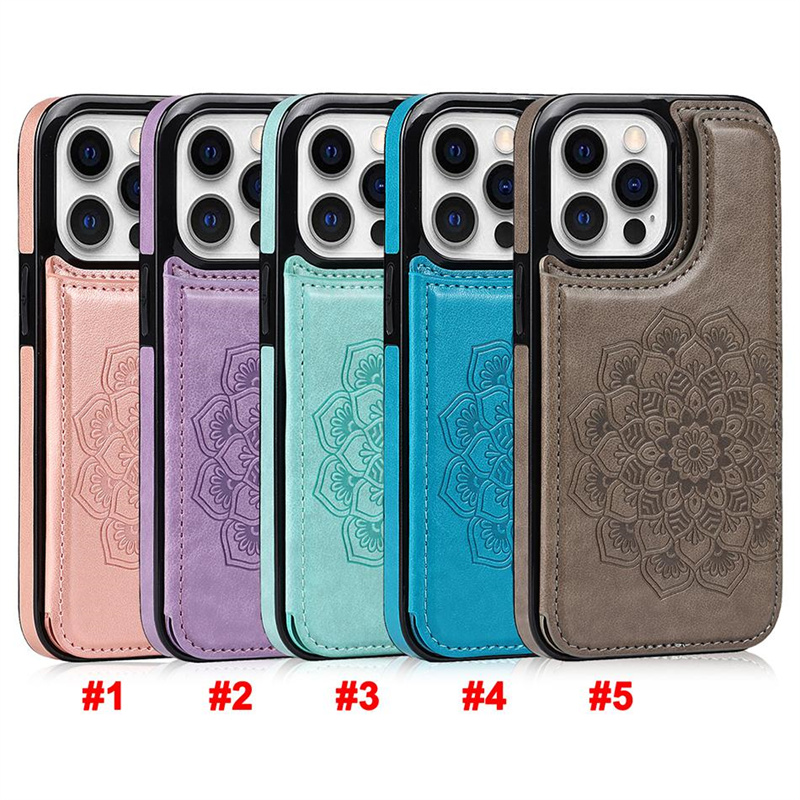 Luxury Mandala Leather Case For iPhone 15 14 13 12 Mini 11 Pro XR XS Max PU Wallet Phone Bags Cover for samsung S23 S22