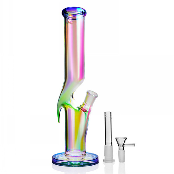 Rainbow Tall Bong Hookahs Glass Bubbler Rökning Rör Downstem Perc Heady Dab Rigs Ice Water Bongs med 14 mm fog