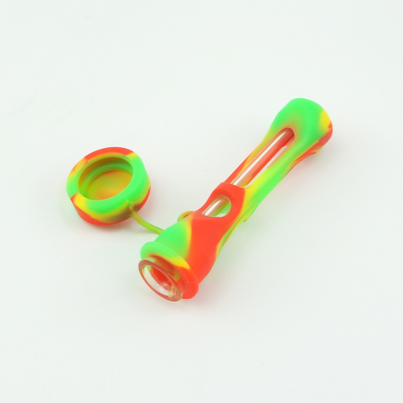 Tubos para fumar Impresión en color Tubo de silicona Tabacoo Mano Vidrio Estilo Bongs Tubo de calor Cera Aceite Rig