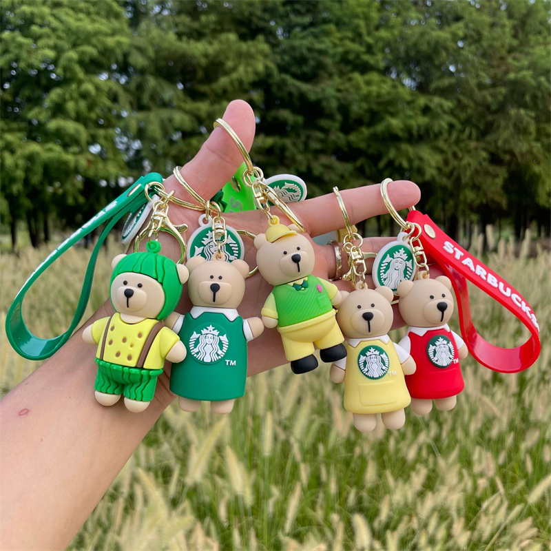 3D Doll Keychain Charm Figures Cute Key Chain Charm Cartoon Decorations Around Cartoons Milk Tea Bear Bag Charms5049812