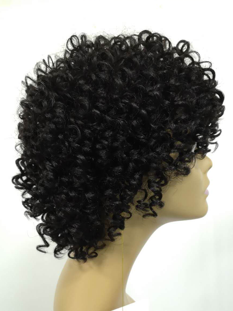 Obszerny puszysty pixie Cut Krótkie lokalne peruki ludzkie włosy z grzywką 8 -calową bob afro perwersy curly glueless hd brak koronkowych peruk 150%gęstość gęstości