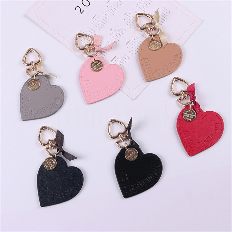 6 Cores de couro doce PU Heart Bowknot Cartoon Keychain for Women Triket Key Chains Ring Bag Saco de charme pendente de brinquedos infantis de961