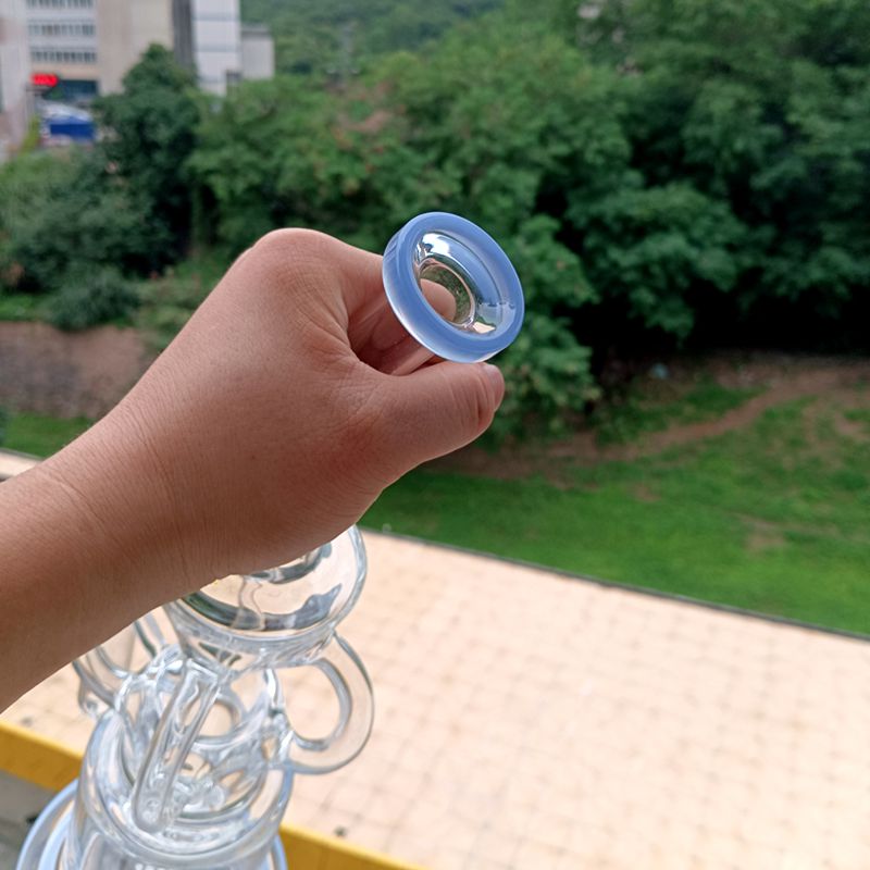 Narguilé en verre à tube courbé transparent 14 pouces Oil Dab Rig avec pneu Perc Water Recycler 14mm Pipes à fumer