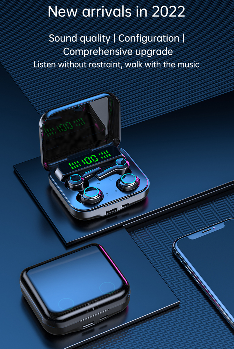 M21 TWS Bluetooth -hörlurar hörlurar med mikrofonpar trådlösa öronuppsättningar 9D Stereo Sports vattentäta fyra öronsnäckor headset