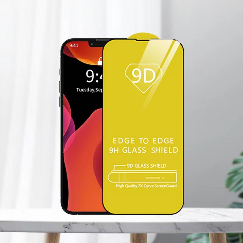 9D Full Cover Tempered Glass Phone Screen Protector för iPhone 14 13 12 Mini Pro 11 7 8 Plus Samsung Galaxy A13 A33 A72 S20FE M20 med detaljhandelspaket