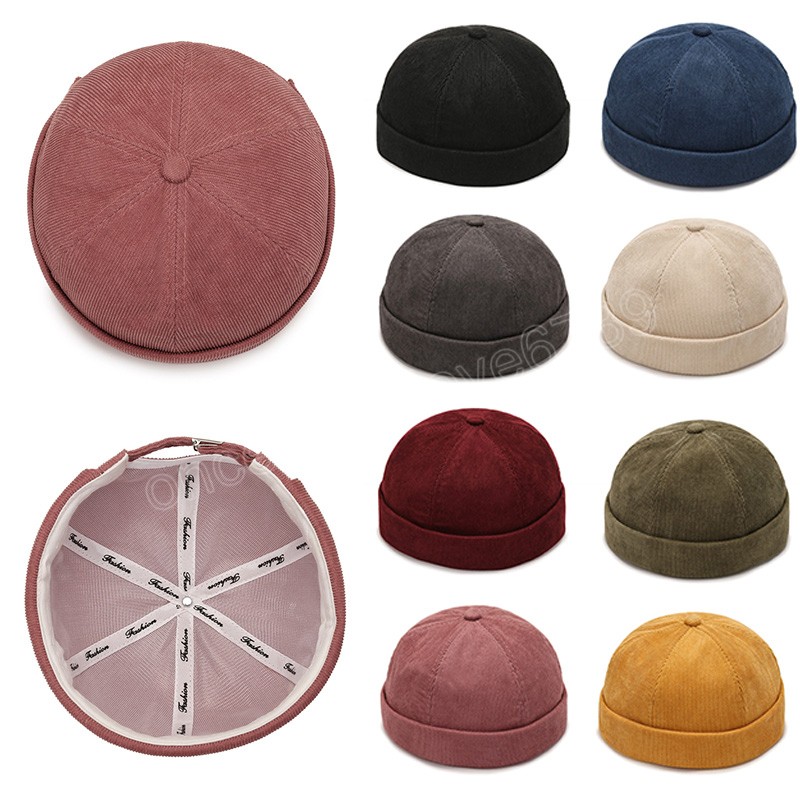 Vintage hommes coton sans bord Skullies casquette rue Portable Docker chapeaux polyvalent bonnet chapeau Hip Hop chapeaux