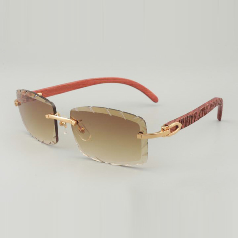 Солнцезащитные очки Tiger с деревянными дужками 8100915, с гравировкой цветов и прозрачными линзами 56 мм255O