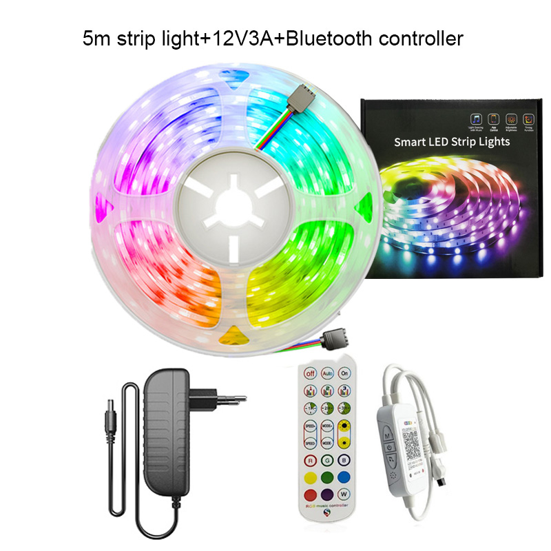 Bluetooth RGB LED Strip Light Zestaw 5m 10M 30LL/M IP65 WiFi Music Sync 5050 24 Keys Pilot Control App