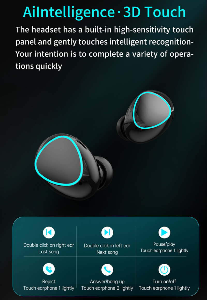 M22 TWS Earbuds Bluetooth Headphones Sports Headset LED Digital Display Noise Reduction HD Call Wireless Couple Earphones M22