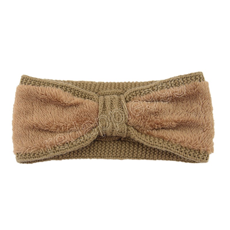 Bandeau croisé avec nœud tricoté pour femmes automne hiver filles accessoires de cheveux en peluche bandeau élastique