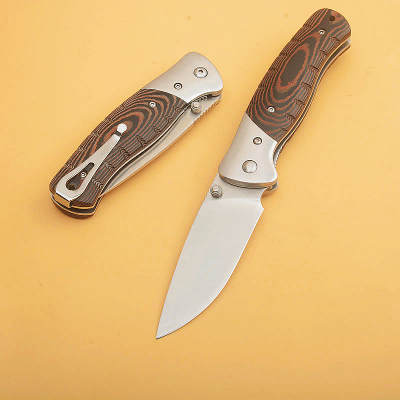 Top-Quality G1123 Survival Folding Knife D2 Satin Drop Point Blade G10 with Stainless Steel Handle Outdoor Camping Hiking EDC Pocket Folder Knives