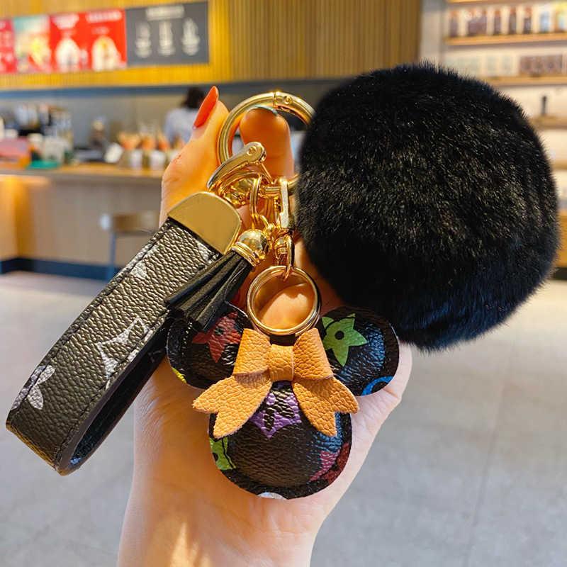 Fashion Car Keychain Favor Mouse Flower Bag Purse Pendant Charm Brown Keyring Holder For Men Gift PU Leather Lanyard Key Chain Acc252y