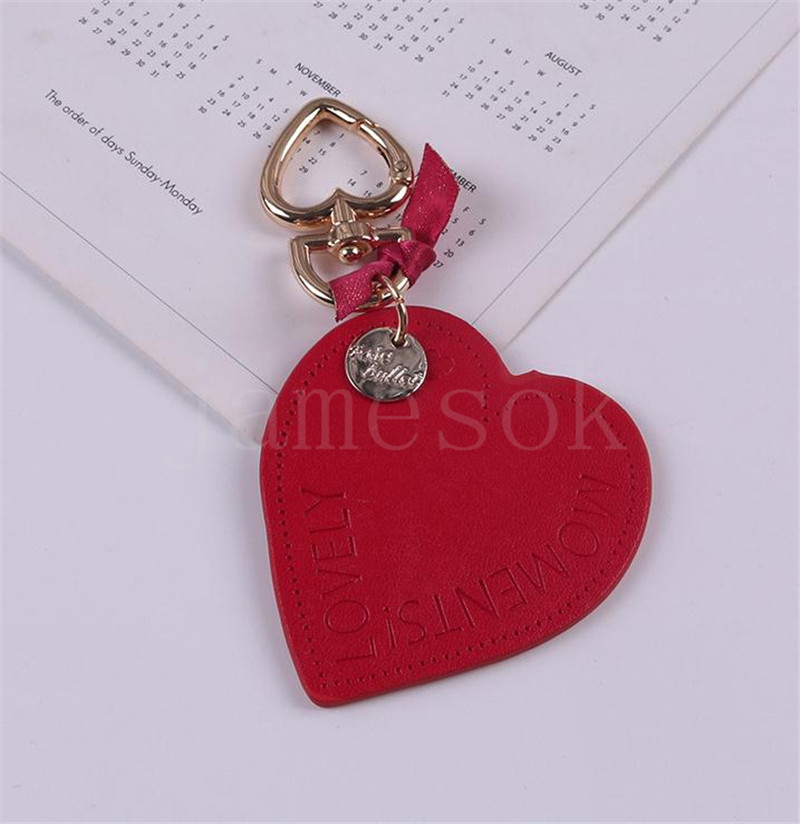 6 Cores de couro doce PU Heart Bowknot Cartoon Keychain for Women Triket Key Chains Ring Bag Saco de charme pendente de brinquedos infantis de961