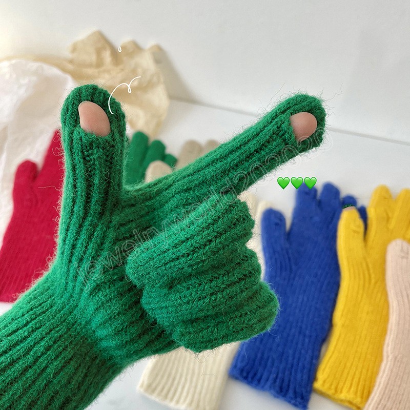 Große Damen-Winter-Touchscreen-Handschuhe, verdickte warme gestrickte Stretch-Handschuhe, volle Finger, Outdoor-Ski-Handschuhe, tragbar