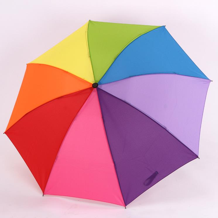 Portable Rainbow Foldable Umbrella Women Men Non-automatic Creative Folding Adults Children Hanging Sunny And Rainy Advertising Umbrellas Gift SN334