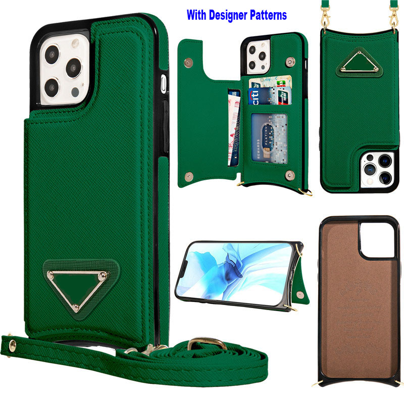 Lyxdesigner Telefonfodral för iPhone 14 Pro Max 13 12 8 Armband Kickstand Retro Mönster Läder Multifunktionellt kortväska Plånbok Cover Stuffskyddsskydd Fodral