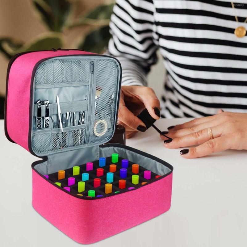 Sacs de rangement Sac de vernis à ongles avec séparateurs réglables pouvant contenir 30 bouteilles Grande boîte Organisateur de poches pour vernis à parfum Travel254h