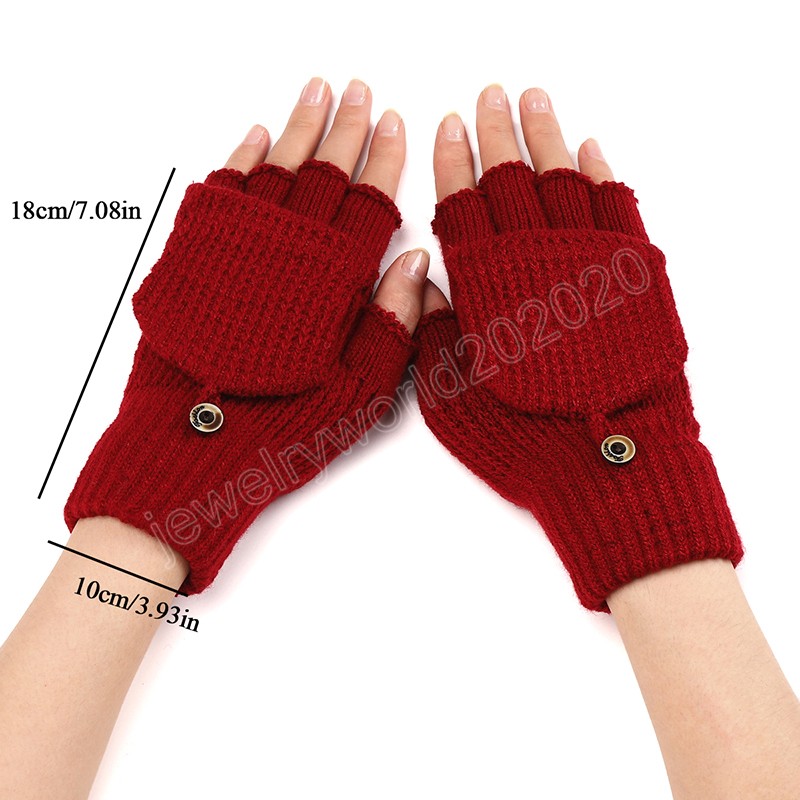 Gants à rabat tricotés sans doigts unisexe, gants chauds d'hiver pour écran tactile, pour hommes et femmes, mitaines à doigts exposés