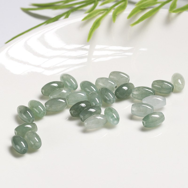 Barrel-Shaped Agate Stone Beads For Jewelry Making Small Cute White Green AEmerald-Stone For Bracelets Handmade