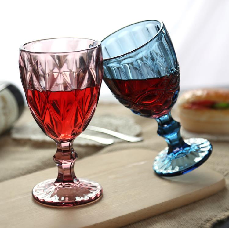 Wholesale 240ml European style embossed stained glass wine lamp thick goblets SN5040