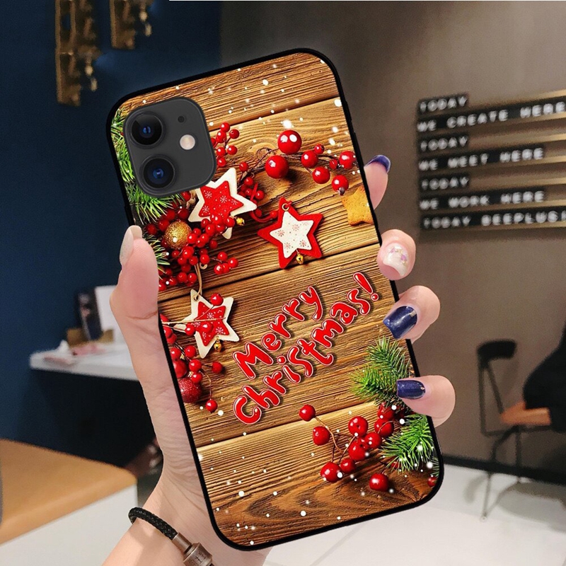 Xmas Christmas Gift Soft TPU Cases For iphone 15 14 Plus Pro Max 13 12 11 XS MAX XR X 8 7 6 6S Merry Santa Claus Hat Tree Snow Snowman Red Black Gel Phone Cover Back Skin Coque