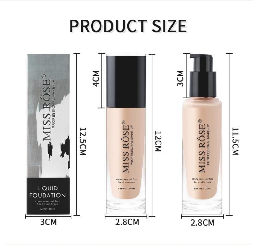 Full Coverage Liquid Foundation Flawless Finish Foundation Matte Wear Concealer Sun Block Cream Minimizes Pores