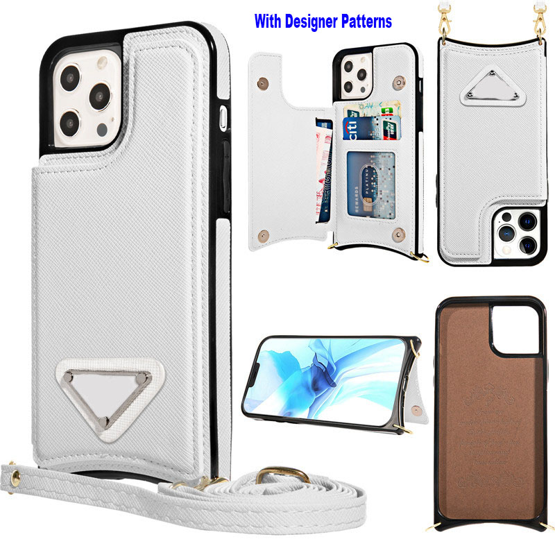 Toppdesignerläderfodral för iPhone 14 Pro Max 13 Wallet Case Women With Card Holder Emsaced Flower Mandala Flip Kickstand Magnetic Protective Cover med Lanyard
